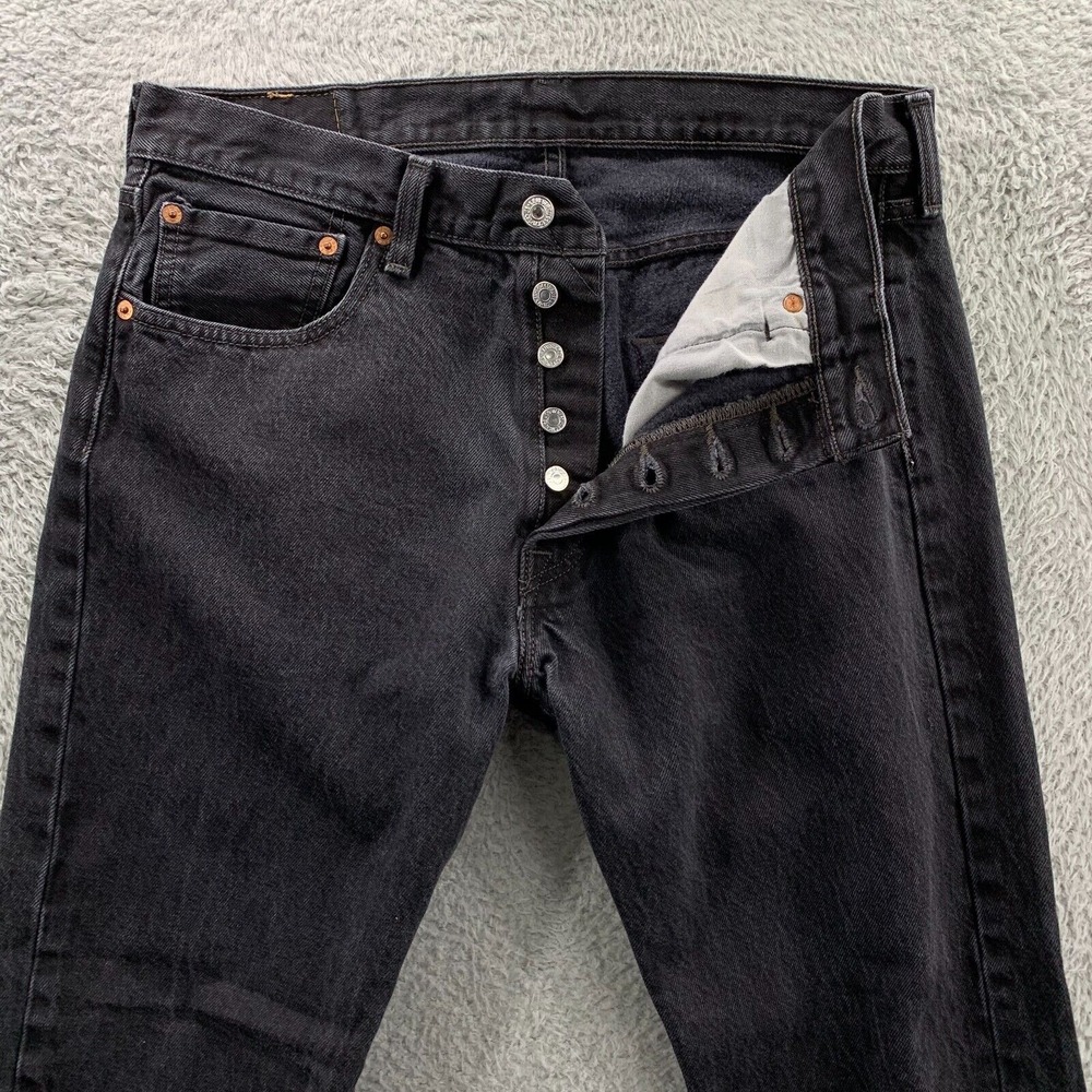 LEVIS 501 Jeans Mens 32x30 Measured Button Fly Black Tag: 33x30